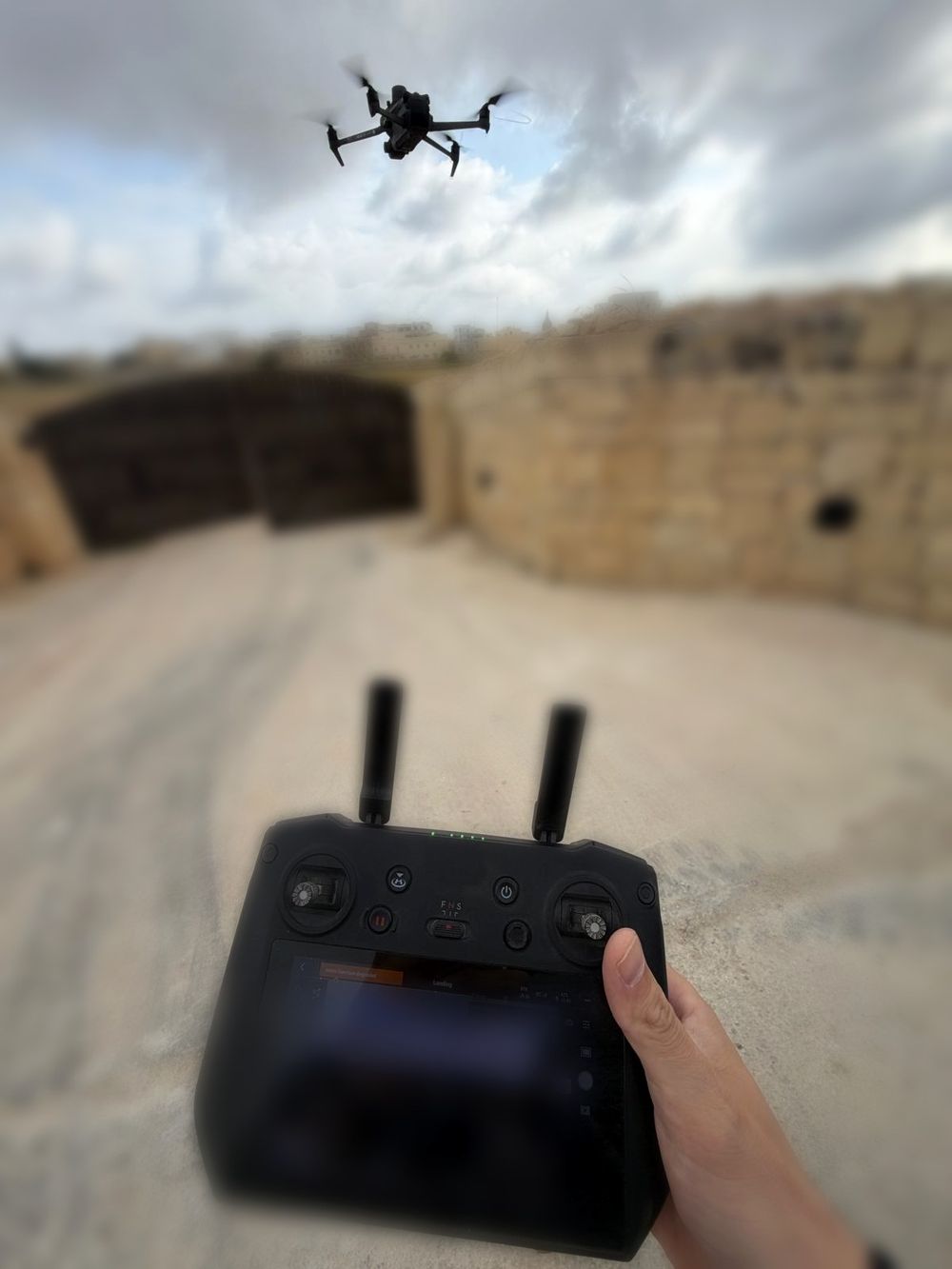 DJI Mavic 3 Enterprise drone in flight over a Malta site