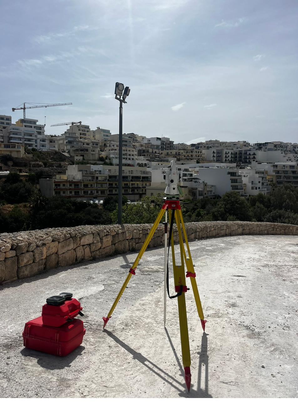 Total station on an active development site